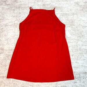 A New Day Womens Plus 2X Red Ribbed Dress High Square Neck Retro USA Office New